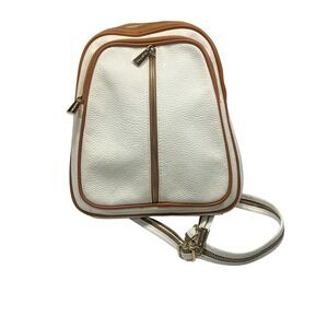 Valentina‎ White Pebbled Leather Convertible Backpack Sling Bag Made in Italy